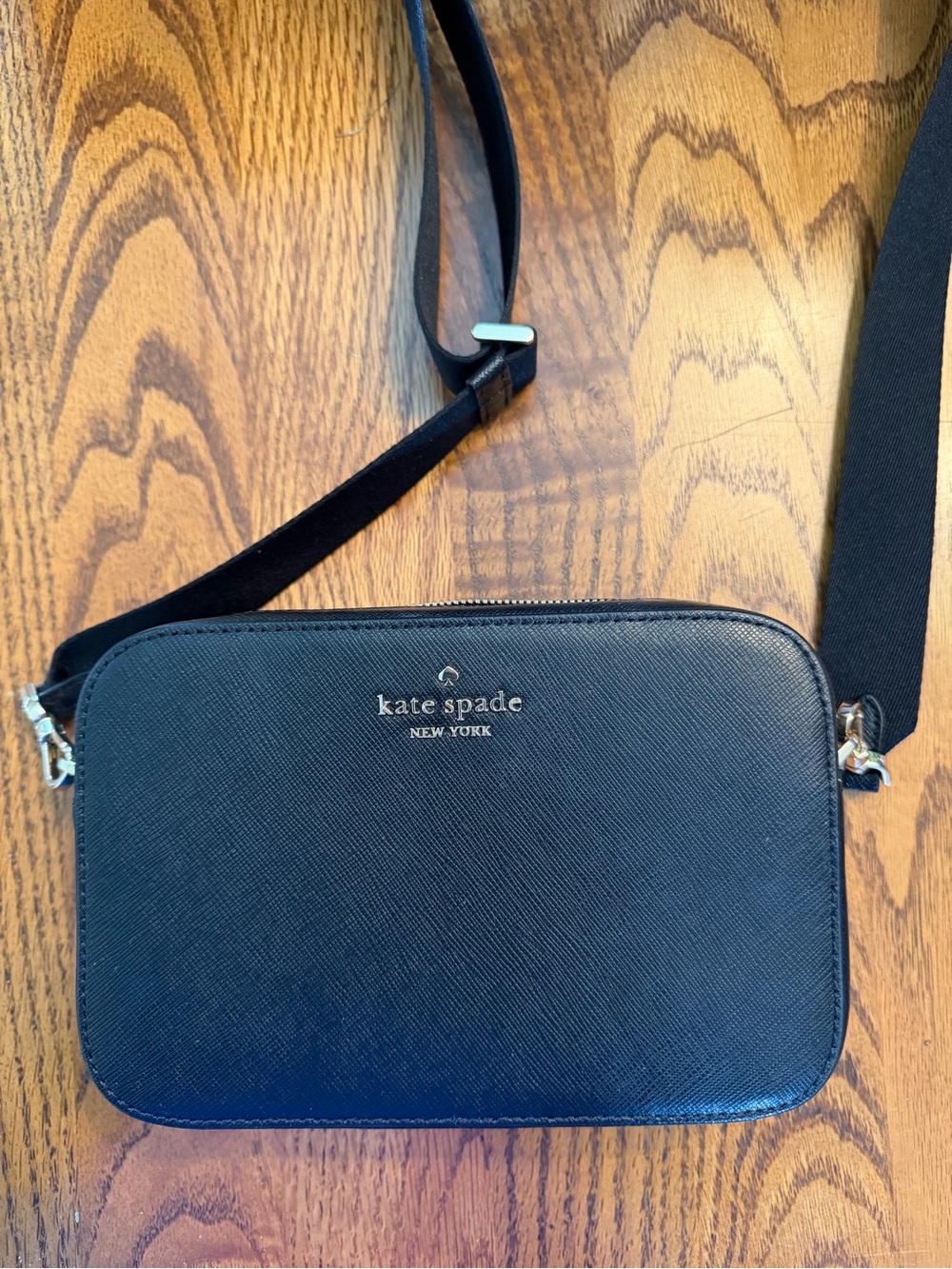 Kate Spade Black Madison Mini Camera Crossbody with Gold-Tone Logo